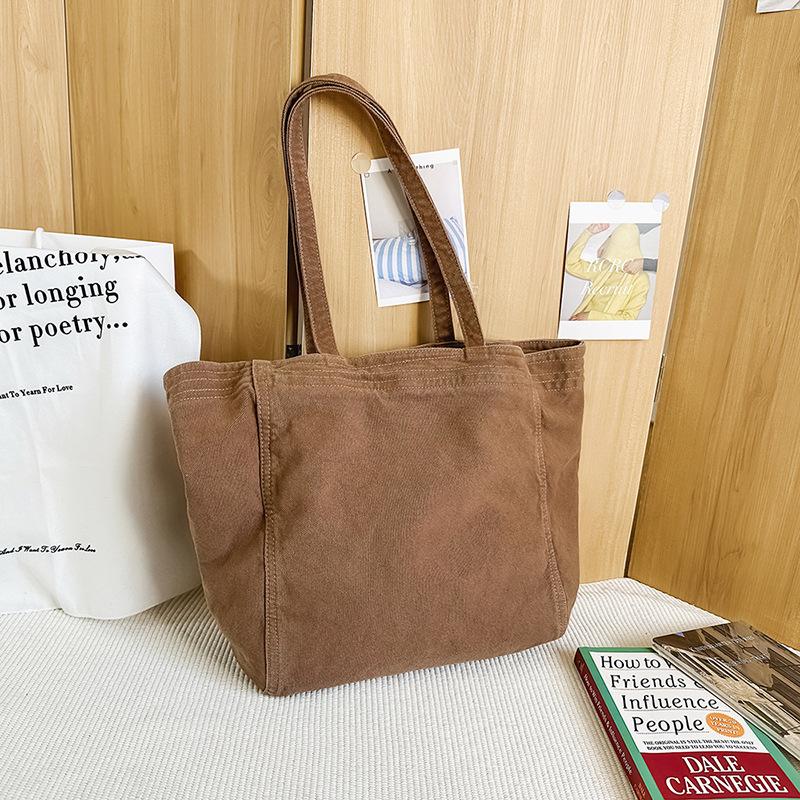 

Вместительная ретро холщовая сумка в стиле ленивого ветра, женская однотонная простая сумка-тоут, мужская японская повседневная сумка через плечо, сумка для покупок коричневый