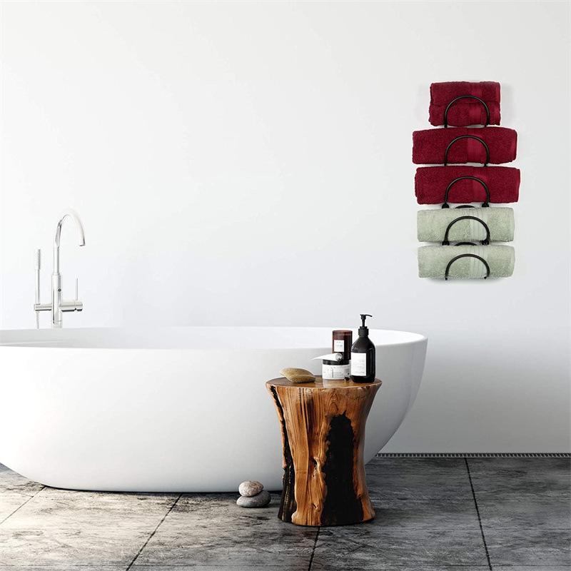 Wrought Iron Bathroom Towel Rack Wall-Mounted Wine Bottle Display Rack Simple Multifunctional Storage Shelf