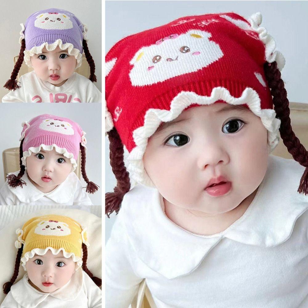 Thickened Knitted Hat Cute Cartoon Pullover Hat Fashion Ear Protection Cap  Newborn