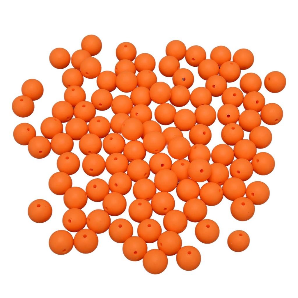 105pcs 15mm Silicone Beads Bulk Round Silicone Beads Loose Beads for Bracelet Necklace Keychain Making Orange