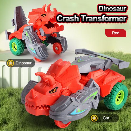 Dinosaur Toy Car Lovely Cartoon Tricerosaurus Battery Free Inertia Drive Forward Vehicle Toy Funny Dinosaur Transforming Children Toy Car Christmas