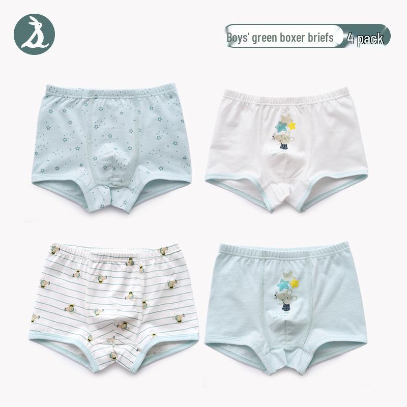 Shengzheka Boys' Cotton Boxer Shorts, Ages 0-8, Pure Cotton Crotch