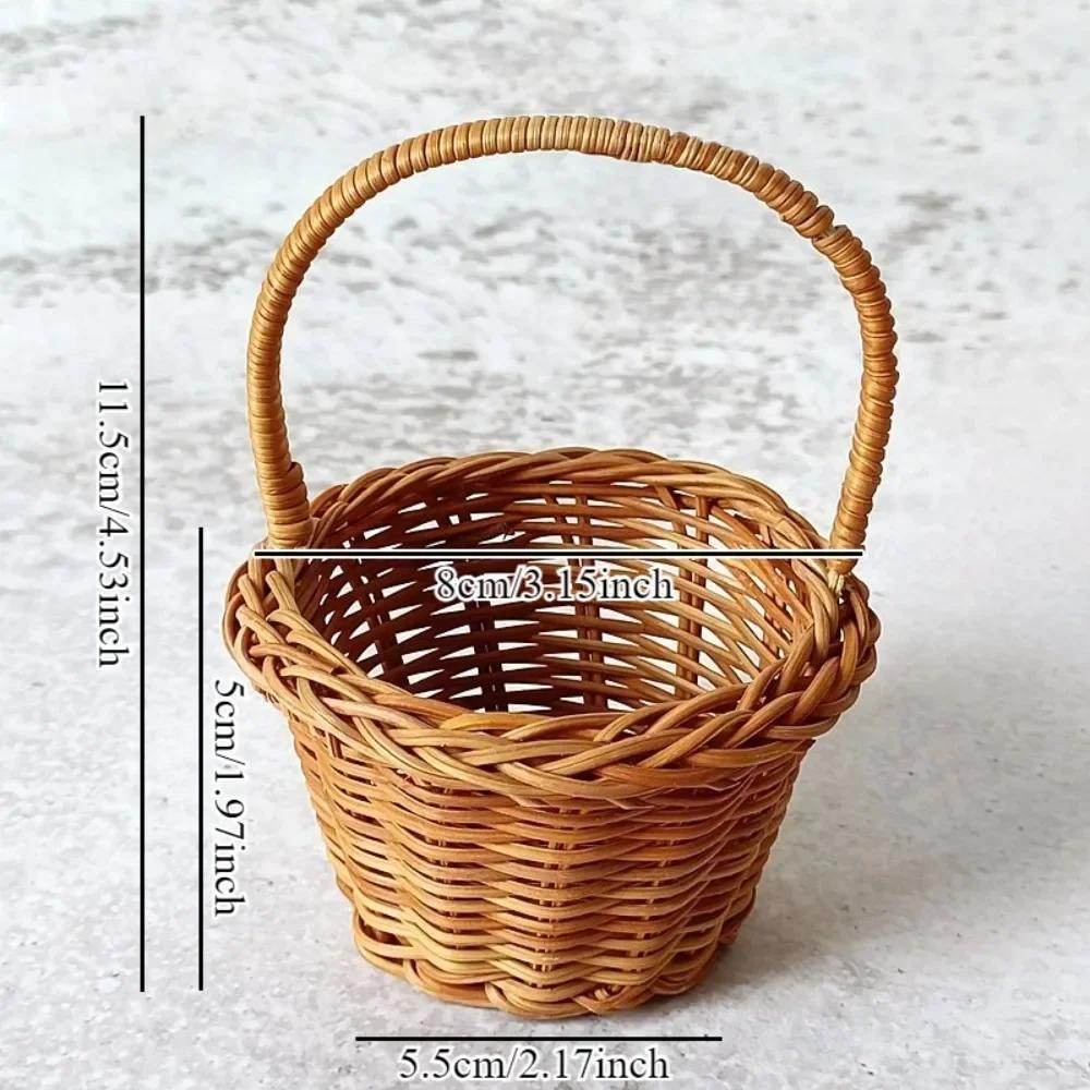 4PCS Creative Mini Rattan Woven Baskets Beautiful Hand Made Storage Basket, Wicker Flower Basket Shopping Storage Hamper Basket