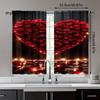 Set Of 2 Valentine Rose Heart Curtains Romantic Design Living Room Bedroom Study Home Decor Light Blocking Curtain For Made Polyester