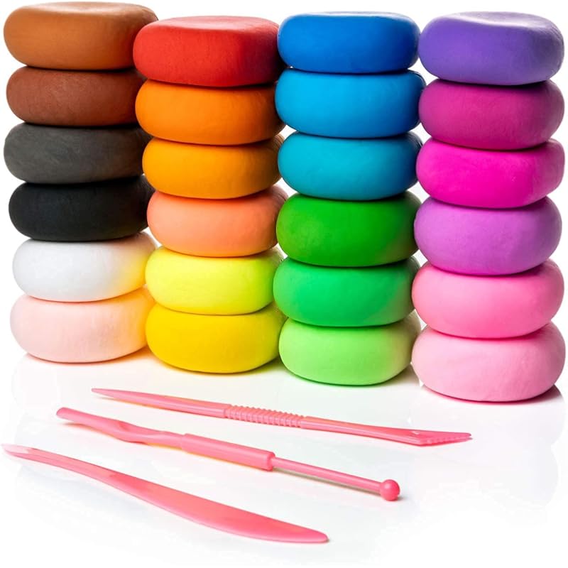 Eclet 24 Pezzi Colori Argilla Autoindurente. Argilla Fai Da Te Super Leggera Per Modelli Argilla Autoindurente Giocattolo Divertente, Artigianato Artistico Creativo Fai Da Te,