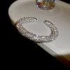 Gold Rhinestone Bangle Round Open Bangle Luxury Cuff Bracelet  Gift