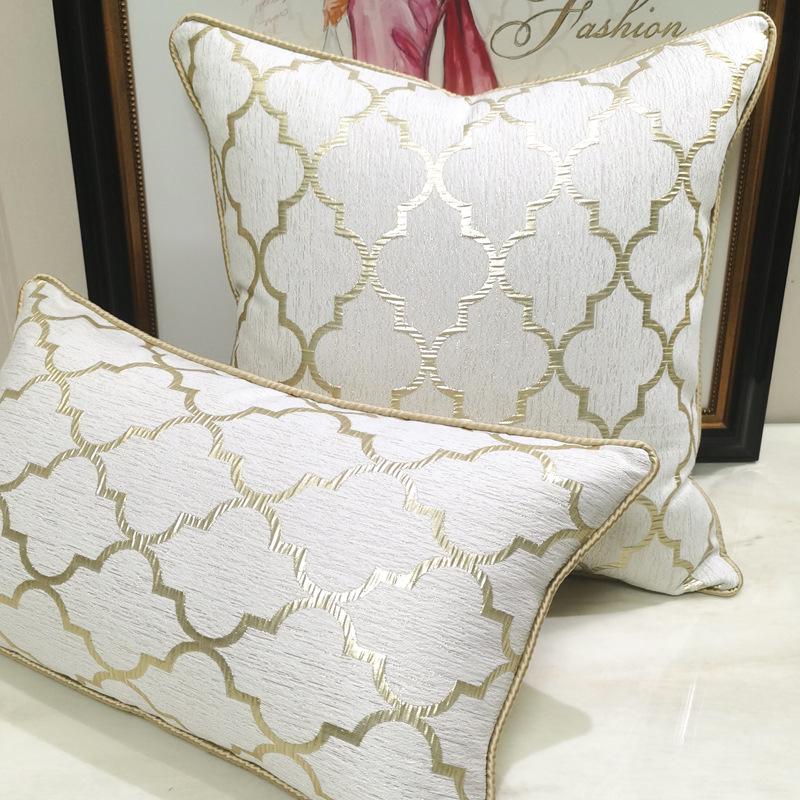 Modern Light Luxury Geometric Chair Cushion Cover In Rice Gold for Office or Sofa