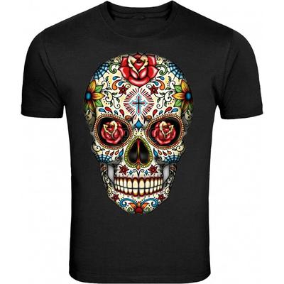 Suikerschedel Rozen Ogen Dag van de Doden Mexicaans Gotisch Los Muertos T-shirt Tee
