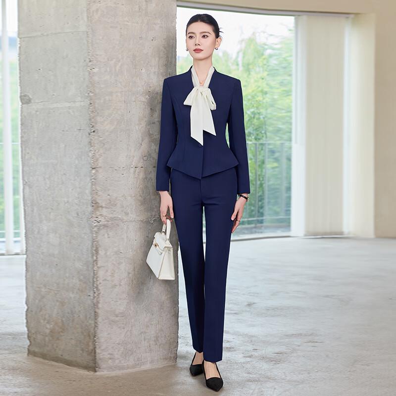 Women s Blue Long-Sleeve Professional Suit Set M