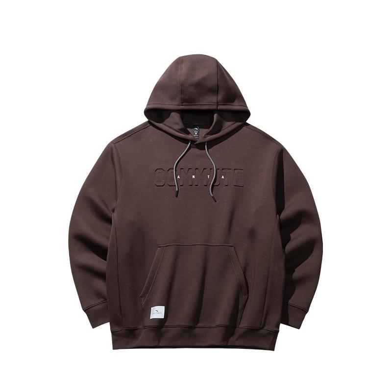 

Anta Commute Series Brown Unisex Loose Hoodie with COMMUTE Embossed Logo 152517735-2 L
