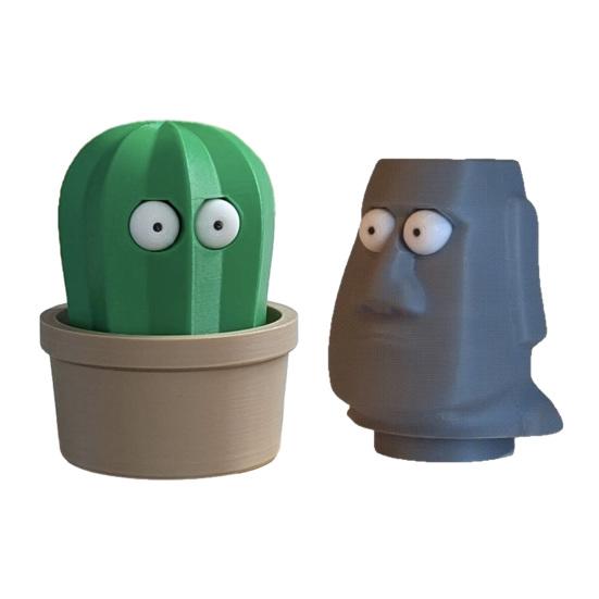 Cactus Squeeze Toy Press To Pop Eyes Stress Ball Funny Stress Relief Figurine for Desk Office Portable Decompression Gadget for Kids Adults