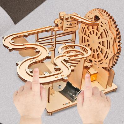 Electrical 3D Wooden Puzzle DIY Marble Run Hobbies Toy Mechanical Puzzles Craft for Birthday