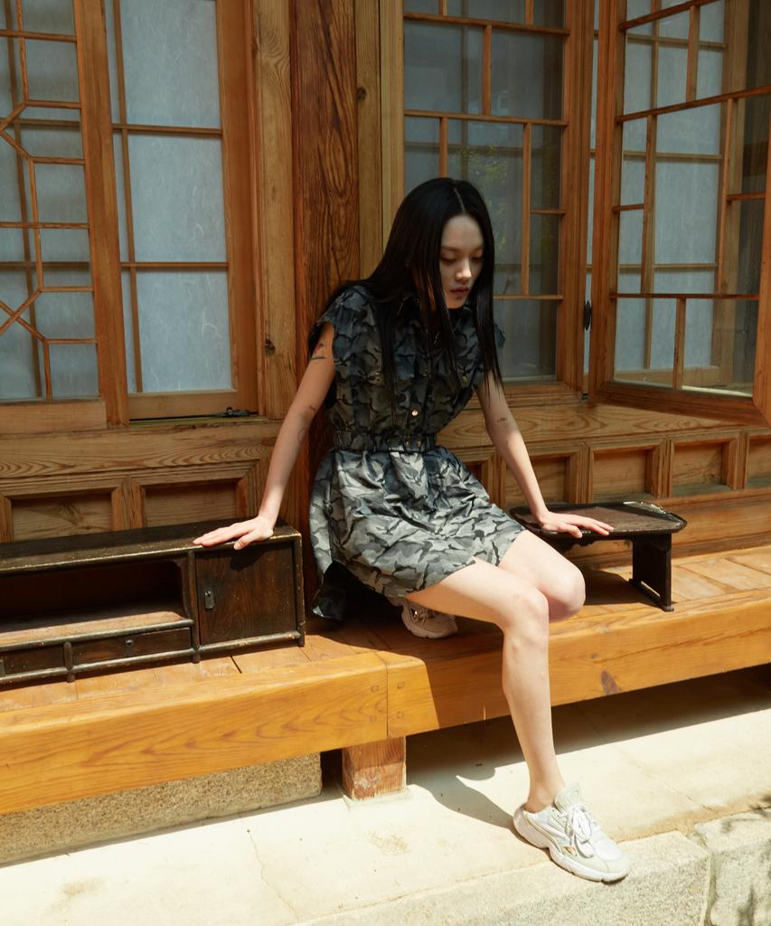 Wordog Camouflage Shirt Dress Black