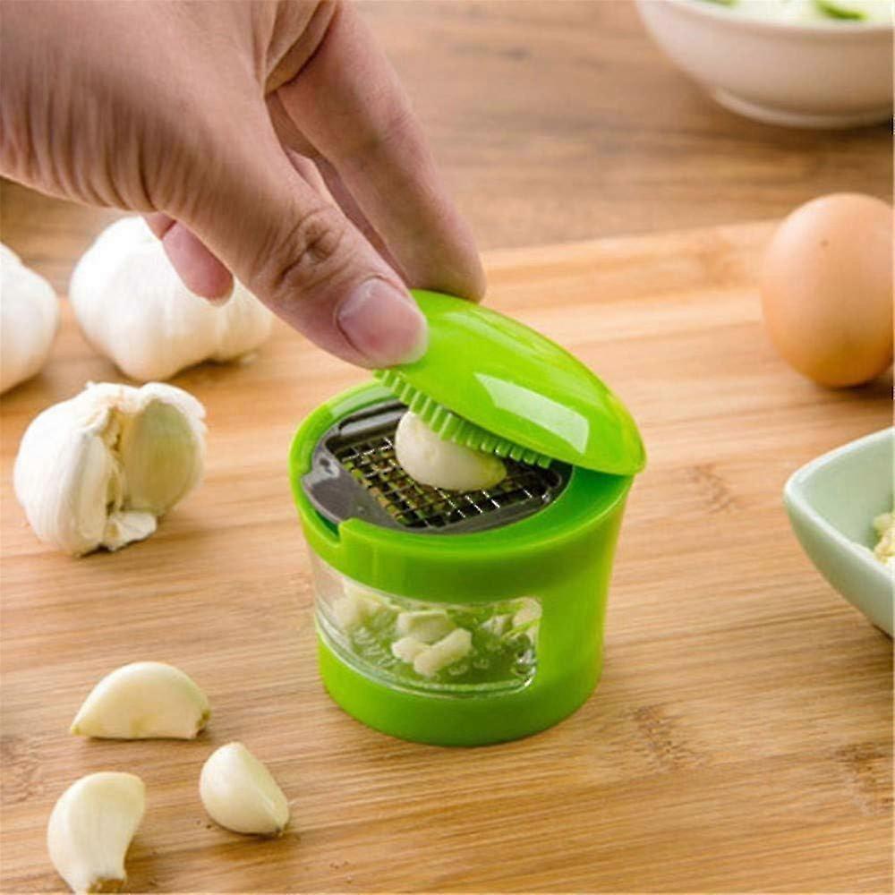 Kitchen Innovations Garlic Press, Crusher, Cutter, Mincer, and Storage Container - Includes Silicone Garlic Peeler - Easy to Clean - Stainless Steel B