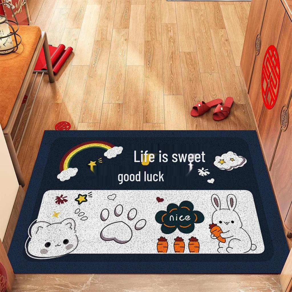 Festive Cartoon Door Mat: Stain-Resistant, Dirt-Wiping, Mud-Scraper Mat for Entryway & Home, Easy To Clean Coil Design.