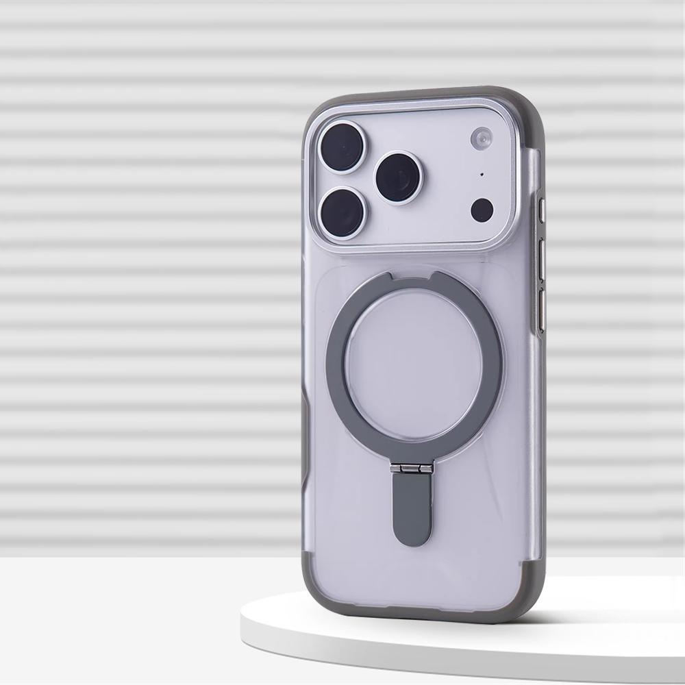 Luxury Matte Translucent Magnetic Ring Bracket Bumper Case For iPhone 17 Pro Max 16 15 For Magsafe Wireless Charging Stand Cover