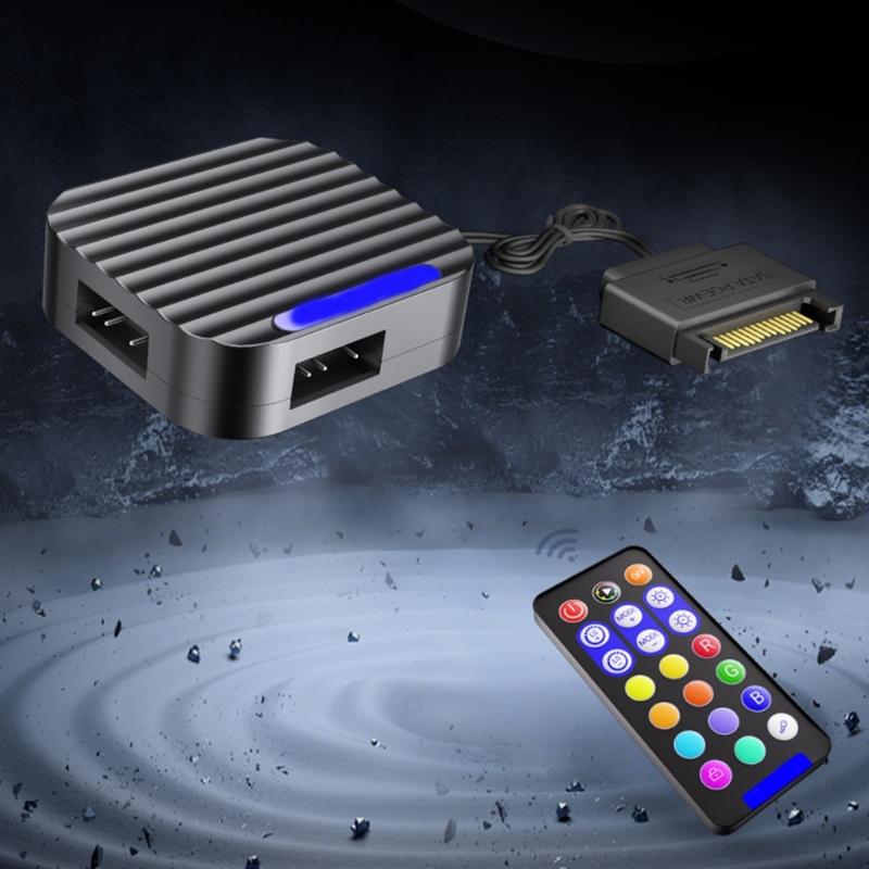 Satas To 5V 3Pin ARGB Controller Magnetic Base MultiProtection Design for PC Argb Lighting Optimization for Workstations