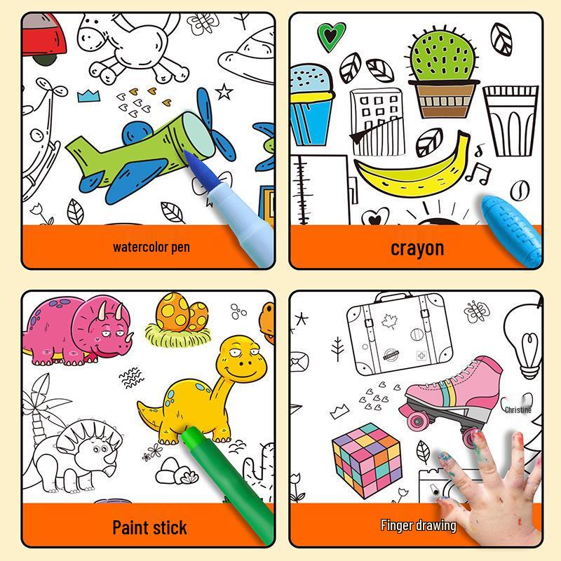 Mal- und Kritzelblock für Kinder: Großes Zeichenpapier, Kindergarten Baby Kunstbuch, Handgezeichnete Umrisse, Aquarell- & Malrolle
