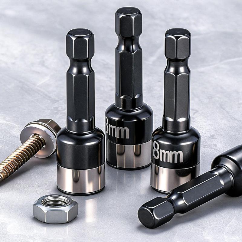 2/4 Stück Metall Schlagschrauber Steckschlüssel Adapter Bohrmaschinen Umwandler Schnellwechsel-Stecknuss 8mm Sechskant Ratsche Hülse