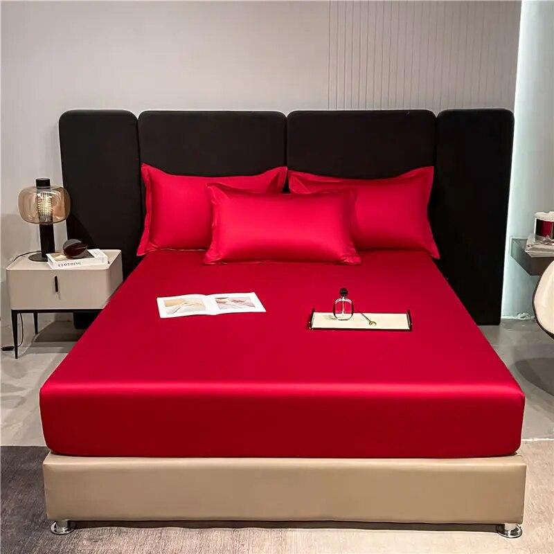 Hochwertiges Spannbettlaken aus langstapeliger Baumwolle mit Gummiband, Bettlaken, einfarbig, Matratzenbezug, Queen-Size-Bezug