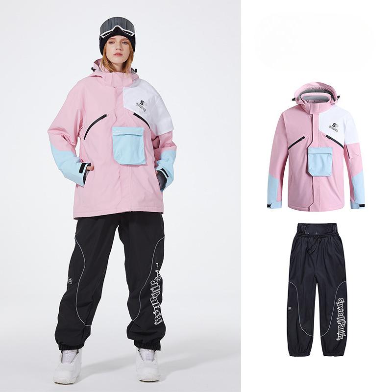 Herren- und Damen-Skianzug Outdoor Winter Warm Snowboardanzug Wasserdicht Winddicht Skijacke und Hose Set Übergröße Atmungsaktiv Isoliert Schneeanzug