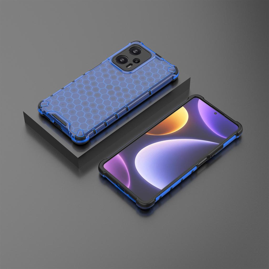 For Xiaomi Redmi Note 12 Turbo/Poco F5 5G Honeycomb Texture Phone Case TPU+PC Anti-drop Smartphone Cover