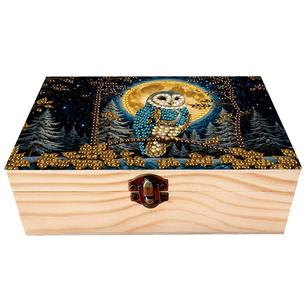 5D DIY Diamond Art Wooden Rhinestones Decorative Storage Box Crystal Storage Case Kit for Home Car Desk Decoration Craft