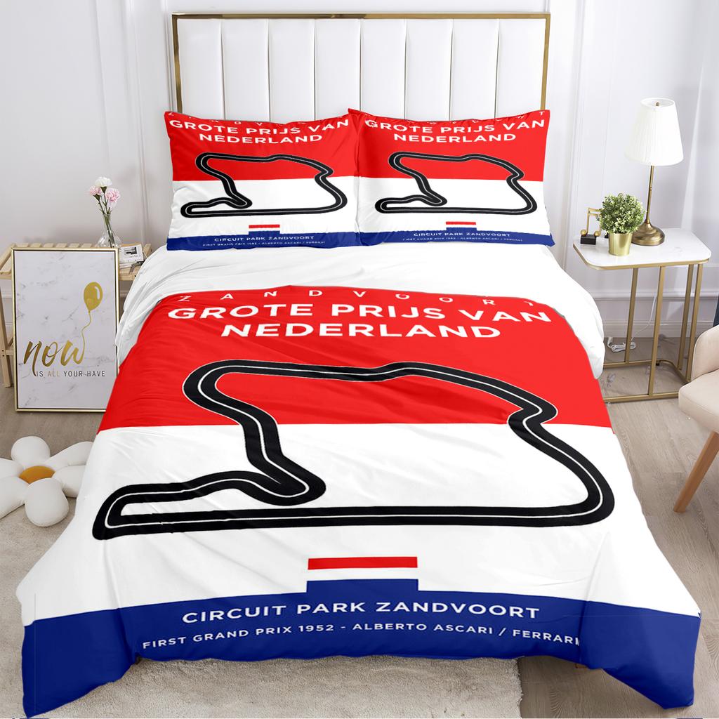 F1 International Track Duvet Cover Comforter Bedding Set Soft Quilt Cover and Pillowcases for Teens Boy Single/Double/Queen/King