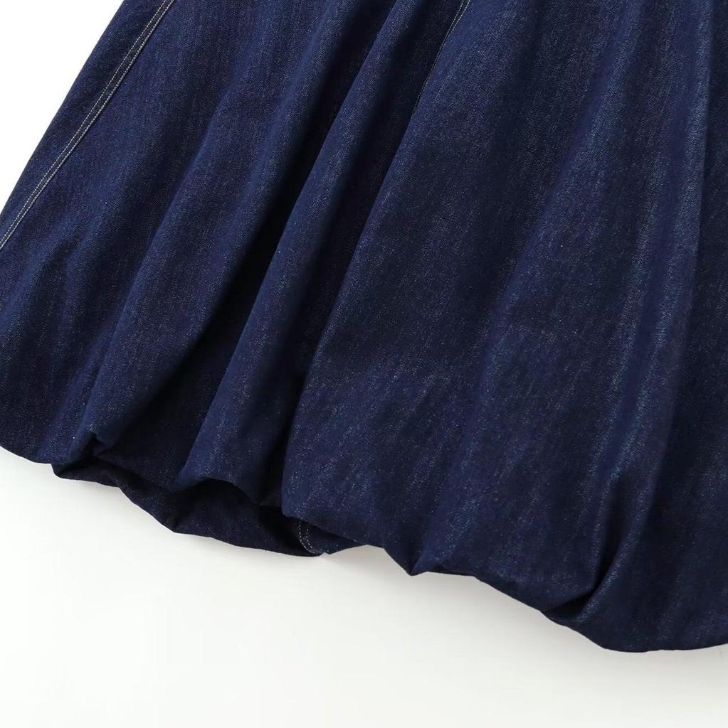 2024 Herbst/Winter Retro Jeansrock: Mittelhohe Taille, Baumwolle, Ballon-Silhouette, Europäischer & Amerikanischer Stil.