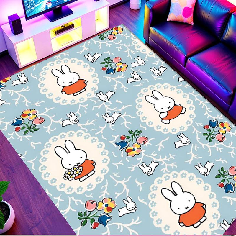 Miffy Print Rug, Washable Floor Carpet, For Entryway Dorm Laundry Room Office Study, Home Decor Birthday Christmas Gift