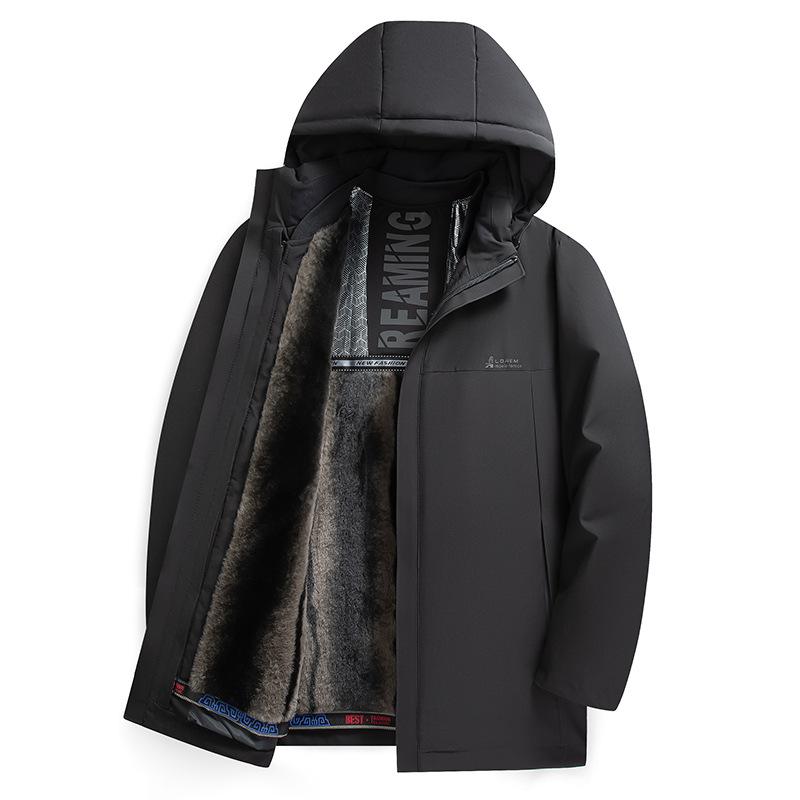 Men's Goose Down Detachable Down Liner Down Jacket Winter Middle-aged Business Plus Velvet Warm Down Jacket