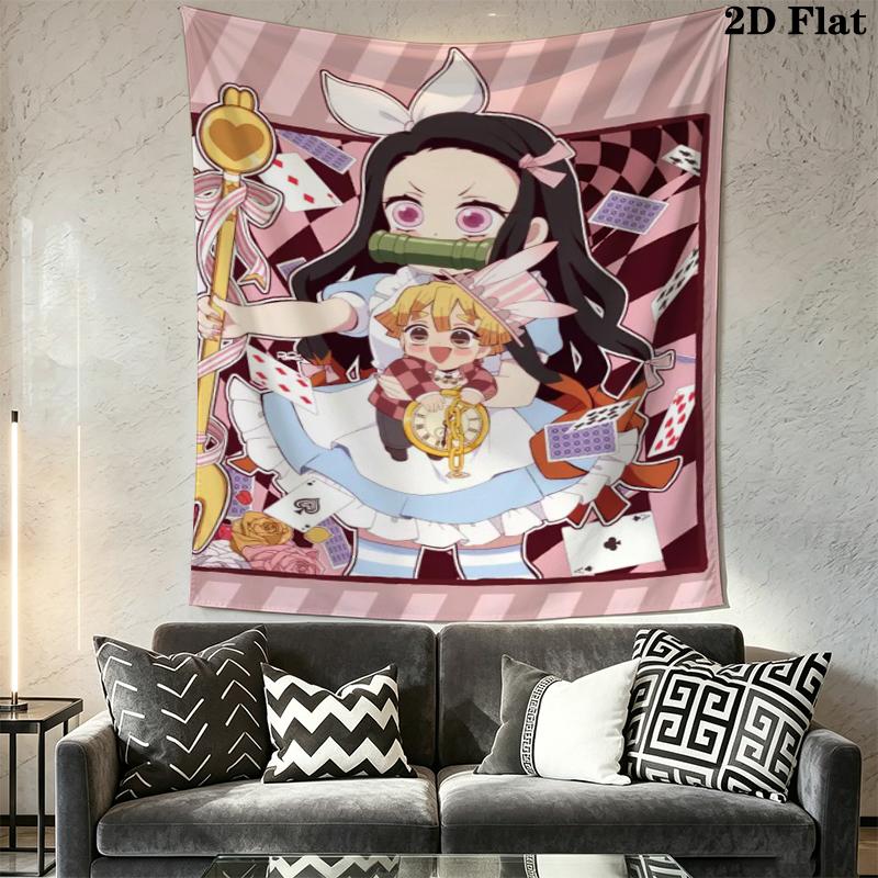 Demon Slayer Wall Tapestry Aesthetic Wall Hanging Printed Fabric Blanket Decorative Tapestries for Bedroom Living Room Home Decor