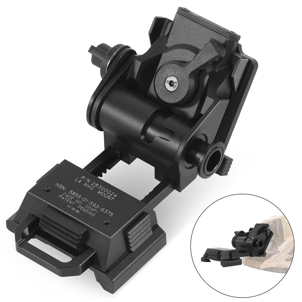 PVS15/18 Night Vision Goggles Metal Helmet Mount for L4G24 NVG, Rhino Adjustable Full Metal Aluminum Helmet Mount (Black)
