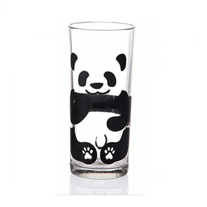 Süßer China Panda Glas Kreative Teeflasche Einzelner Transparenter Kaffeebecher Saft Panda Frühstück Milchbecher Glasware zum Trinken