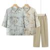 Stylish Chinese Summer Suit: Short-Sleeve Shirt for Middle-Aged & Elderly Women