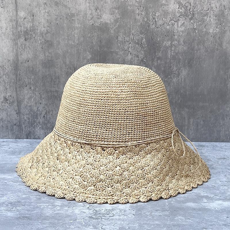Lafite Straw Fan Flower Hollow Straw Hat Women'S Summer Vacation Leisure Big Edge Beach Hat Foldable Sun Hat