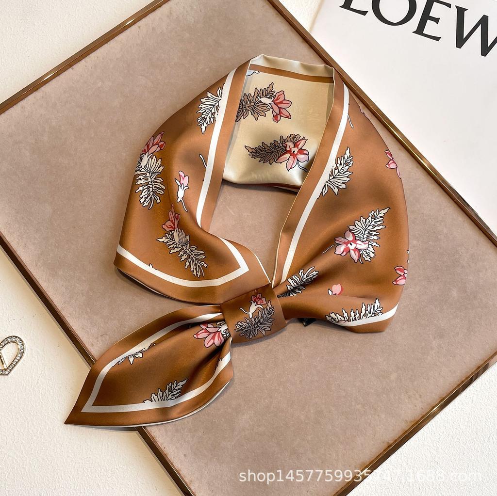 Silk Scarf Small Long Square Scarf Women'S High-End Neck Protection Scarf Professional Matching Shirt Scarf