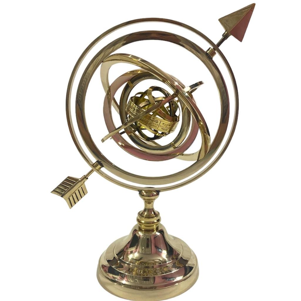Brass Armillary Sphere Globe with Arrow, Nautical Maritime Astrolabe Globe, Home & Office Table Decor