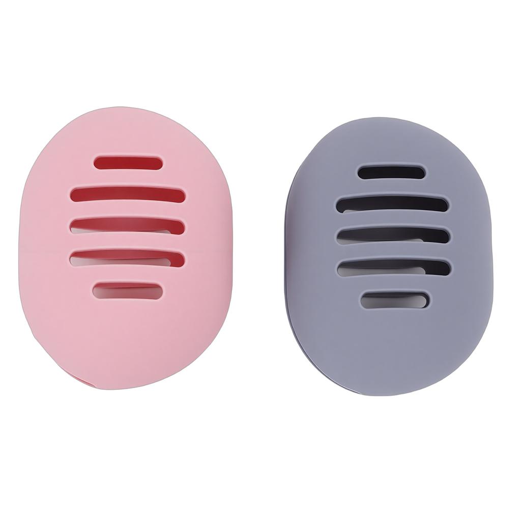 Makeup Sponge Holder Shatterproof Silicone Beauty Make Up Blender Case for Travel Gray Pink 2 PCS
