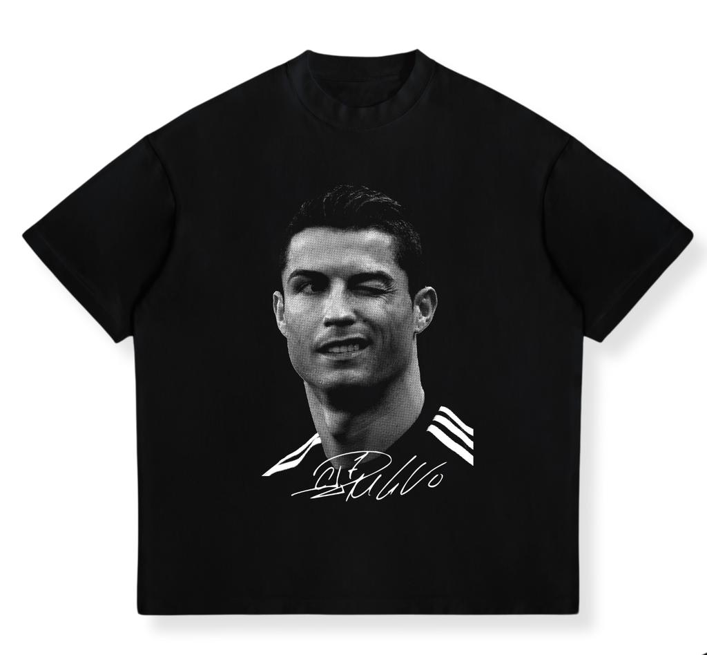 25ss Nové tričko s velkým potiskem obličeje Cristiano Ronaldo Fotbalová superstar Krátký rukáv Barevný potisk Pánské Dámské Unisex Oversized trička