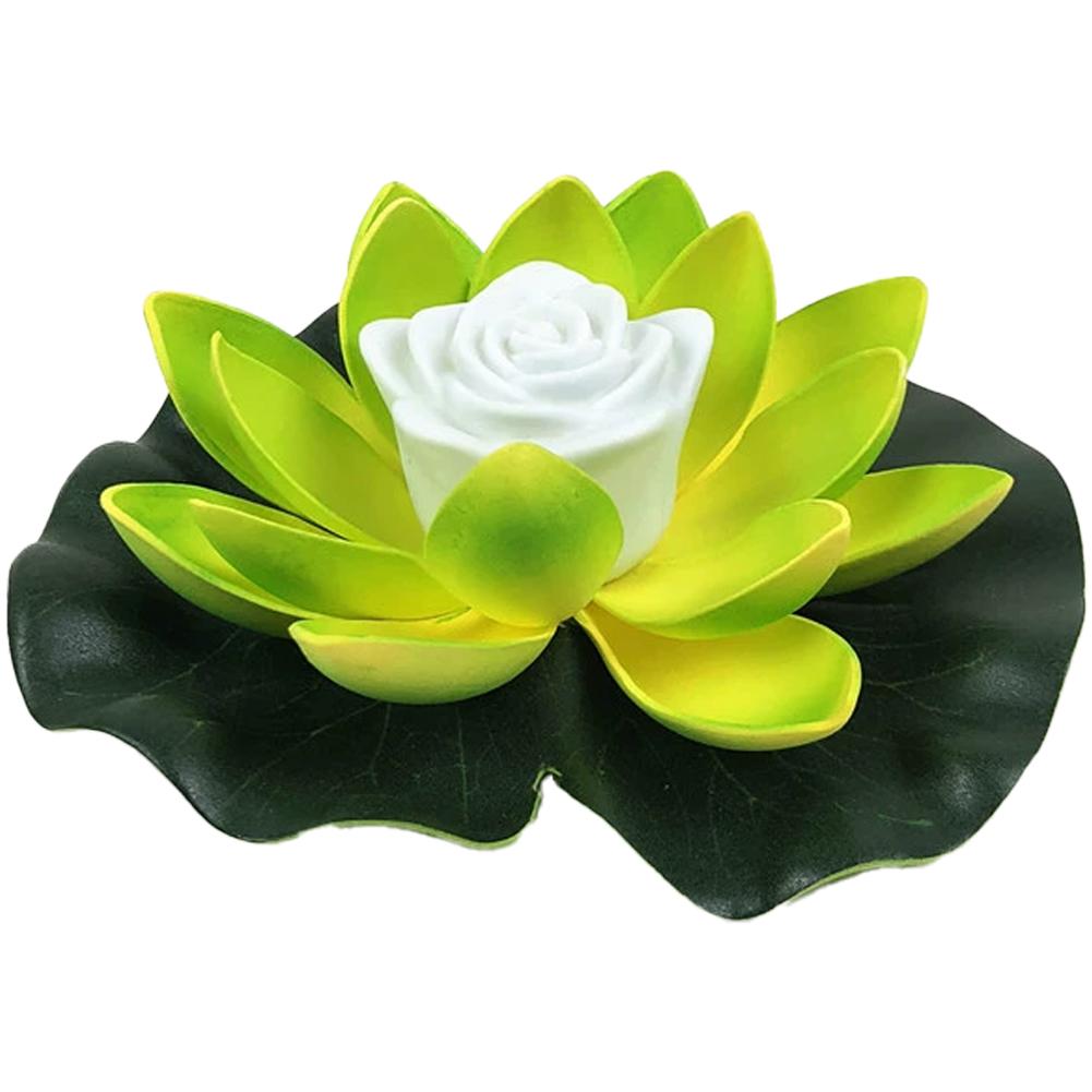 18cm LED Waterproof Floating Wishing Lotus Light Artificial Flower Floating Fake Lotus Plant Water Lily Micro Landscape Decor