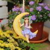 Artistic Moon Resin Fairy Figurines Moon Swing Statues for Garden and Indoor Sculpture Decoration