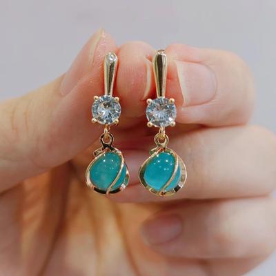 Fashion Imitation Opal Drop Earrings for Women 2023 New Gold Color Wedding Engagement Party Jewelry Accessories