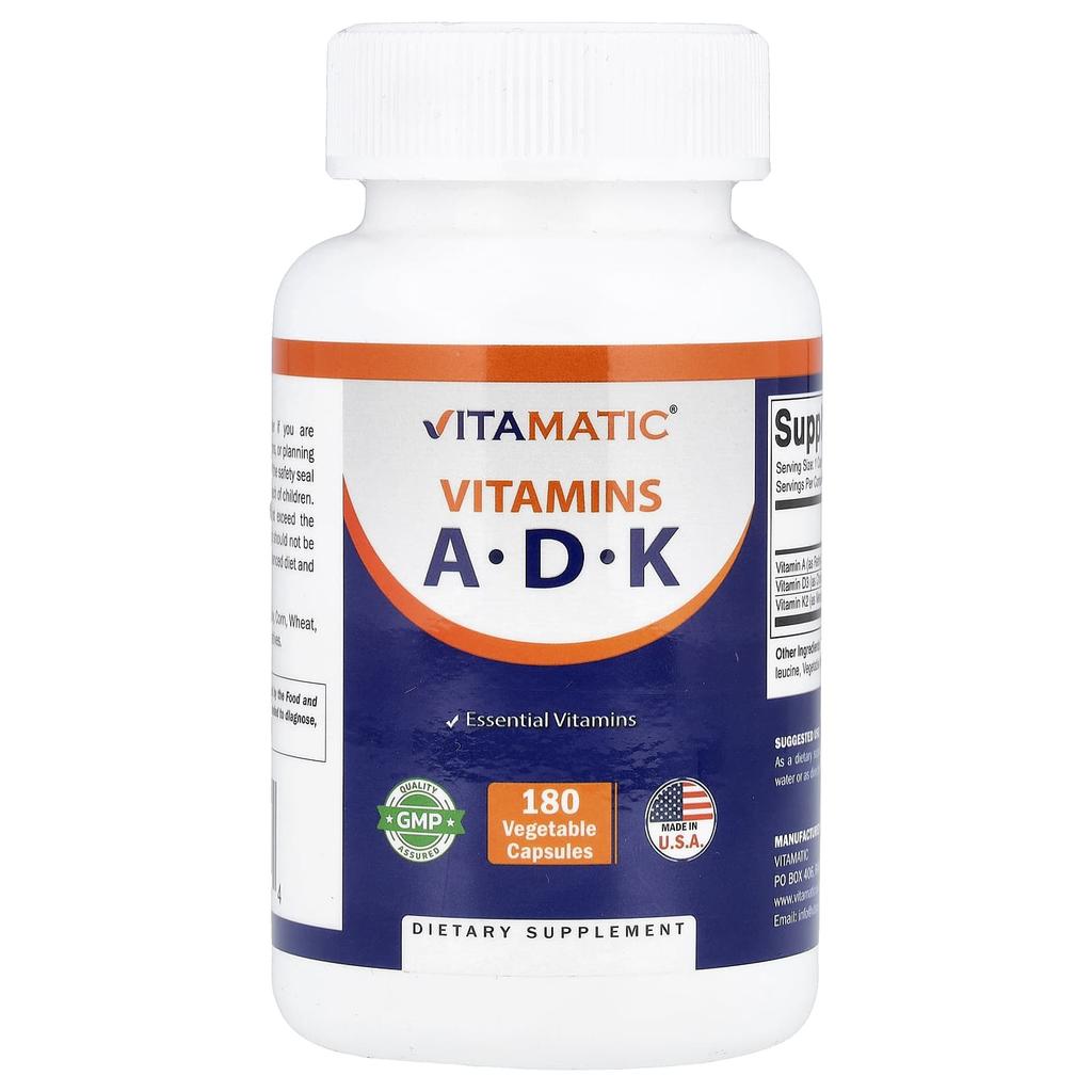 Vitamatic Vitamins A, D, K, Veggie Capsules, 180 Capsules