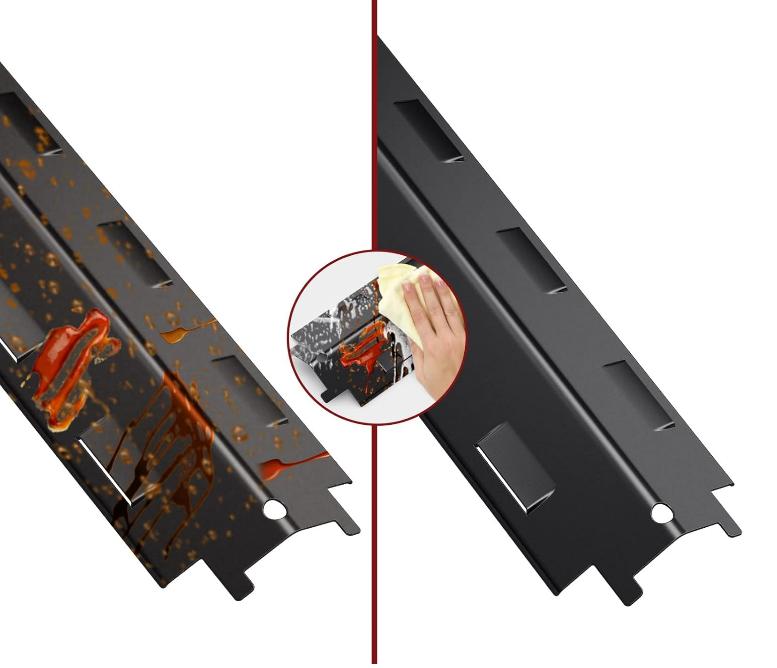 Set of 4 Burner Covers for Gas Grill, Stainless Steel, Aromatizer, 37.1x10.8cm