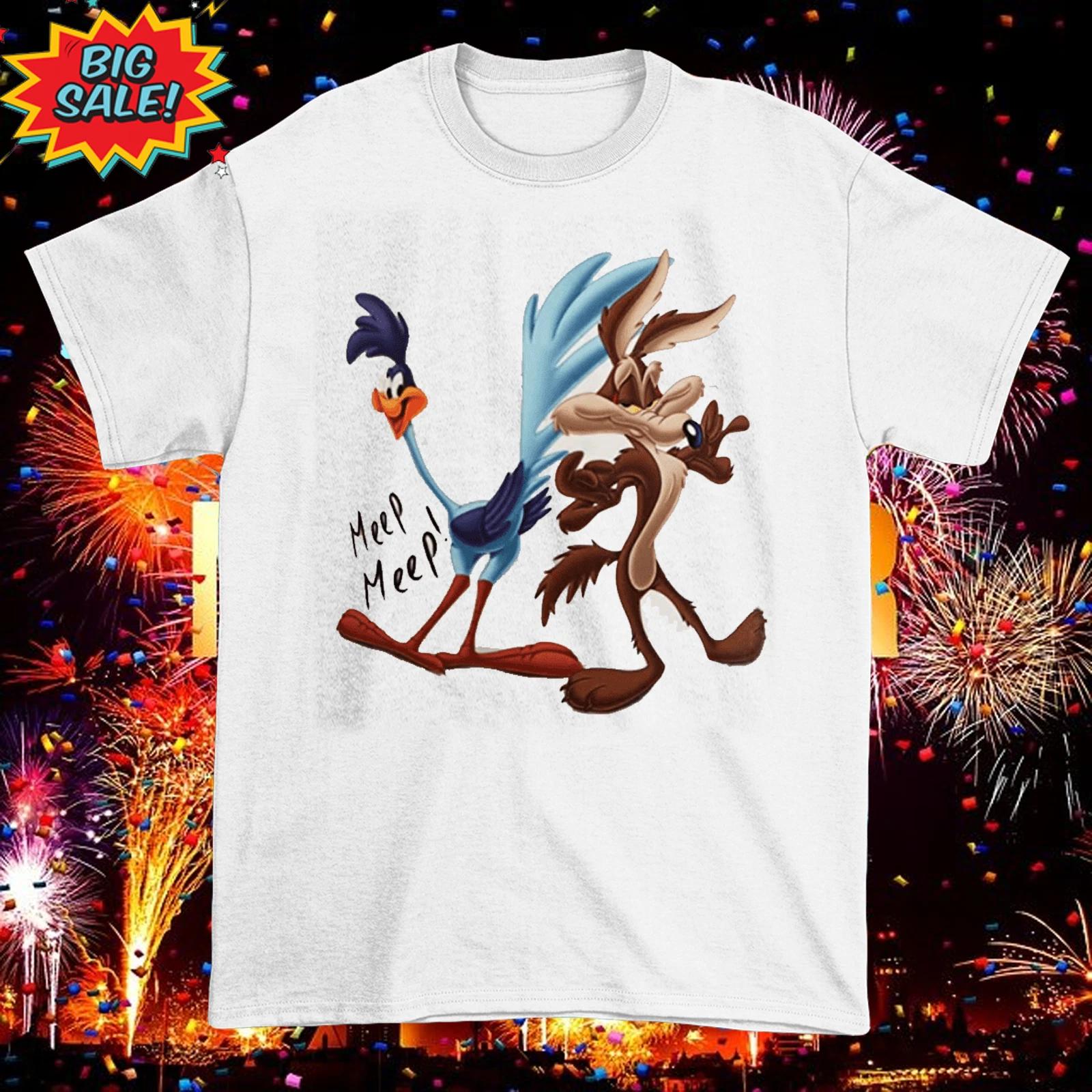 Wile E. Coyote and Road Runner T Shirt White Short Sleeve S-4XL EG293 XXL