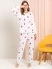 Allegra K Women's Fluffy Flannel Pajamas, Winter Loungewear, Long Sleeve Top and Bottom Set, Strawberry Print, White, Size 2XL