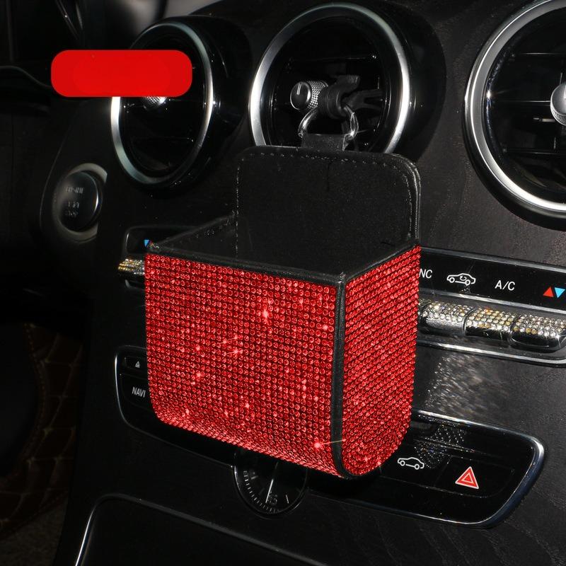 Car Storage Bag Air Vent Dashboard Tidy Hanging Leather Organizer Box Glasses Phone Holder Storage Organizer Car Accessories
