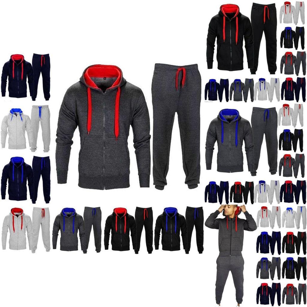 Luxuriously Warm Men's Tracksuit Set With Fleece Zip Hoodie And Jogging Bottoms