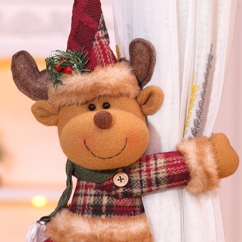1PC Hat Designs Creative Reindeer & Santa with Sweaters Curtain Buckle Christmas Decorations Curtain Clips Christmas Snowman